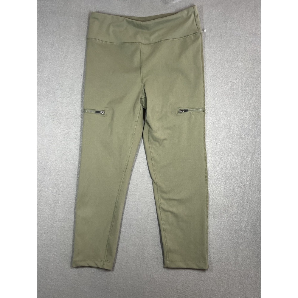 Nine West Active Women's M Olive Green Capri Leggings Yoga‎ Fitness Zipper